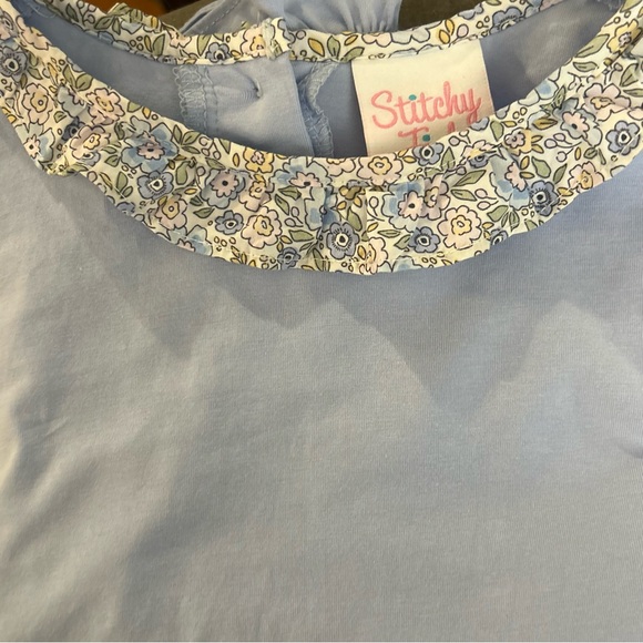 Stitchy Fish Girl’s Cotton Blend Light Blue Shirt w/Floral Ruffle Collar Size 7 - Picture 7 of 10